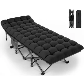 ZENPETIO Camping Cot for Adults, Heavy-Duty Portable Cot Bed with Mattress, Foldable Padded Sleeping Cots for Camping Travel Tent Day Bed Outdoor & Home Guest, Max Load 500 LBS, 75x28x15”