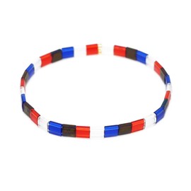 Sonateomber Tila Flat Beaded 4th of July Stackable Bracelets for Women Boho Beads USA Red White Blue Accessories Outfit Stacks Jewelry Gifts