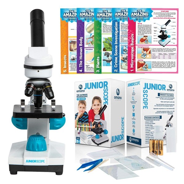 Omano Juniorscope Microscope for Kids – Microscope Kit for Kids 8-12 for Science Microscope Experiments – Kids Microscope Kit That Encourage STEM Exploration – Beginner Microscope for Kids 8-12