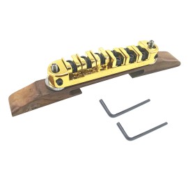 Unbranded Gold Adjustable Metal Bridge With Roller Saddles For Archtop Jazz Guitar