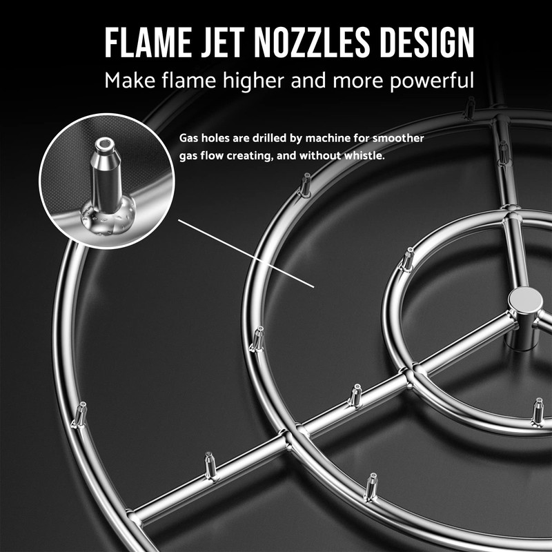 Skyflame 30-Inch Round Stainless Steel Fire Pit Jet Burner Ring,