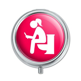 Girl Poop Pooping Sitting on Toilet Funny Pill Case Trinket Gift Box