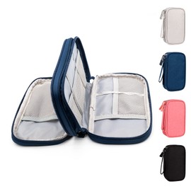 Ruyosn Cable Organiser Bag Waterproof Small Cable Bag Double Layer Hard Drive Bag Electronic Bag Electric Organiser Cable Bag Electronics Accessories Organiser Cable for Travel Dark Blue