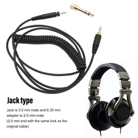 Replacement Cable for SHURE SRH840 SRH940 SRH440 SRH750DJ Headphones, Spring Audio Cable, 3.5mm Male and 6.35mm to 2.5mm Male Cord