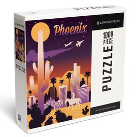 Lantern Press 1000 Piece Jigsaw Puzzle, Phoenix, Arizona, Retro Skyline Chromatic Series