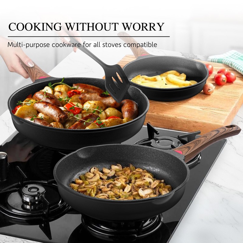 Vinchef Nonstick Frying Pan Anti Scratch,9.5 Inch Skillet Cast Aluminum