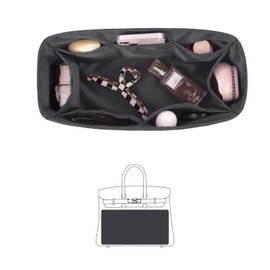 KINGS IN BAG Organizer Insert for Hermes Bags, Luxury Bags Storage with Silk, Fits Birkin 25 Bags, Lightweight Shaper with Multiple Pockets for Daily Use(Grismeyer, Birkin25)