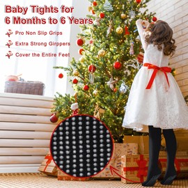 GENTABY Toddler Girls Tights Baby Non Slip Cotton Pantyhose 3 Pairs Boys Knit White Pink Black Gray for 6-12 Months Kids Tights