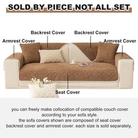 vctops Geometric Jacquard Plush Sofa Couch Covers Farmhouse Neutral Non Slip Sectional Couch Cover Soft Warm Sofa Slipcover for Dogs, Children, Pets Furniture Protector (Coffee,43"x82")