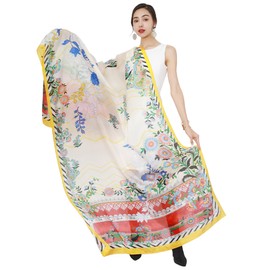 DANA XU 100% Mulberry Extra Large Silk Pashmina Scarf Shawls And Wraps For Women Evening Dress Summer Travel Floral Blanket