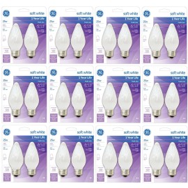 GE 75338  Soft White Flame Shape 25 W Light Bulb  2 Count - Quantity of 12 Packs