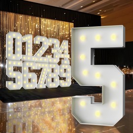 3FT Marquee Light Up Number,Marquee Numbers 3 Feet Tall, Large Led Sign for Baby Shower,Party,Birthday Decorations,Graduation,Prom(Number 5)
