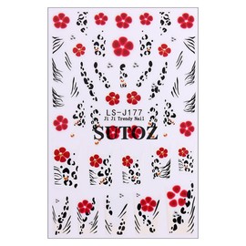 Fall Nails Stickers Rose Pink Flowers Nails Sticker 3D Embossed Autumn Black Leopard Print Self Adhesive Sticker Nail Decals Black Thanksgiving Nail Art Decal Fall Decals for Nail DIY Manicure 4PCS