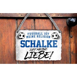schilderkreis24 Tin Sign Funny Saying Decorative Item Sport Club Gift Idea Men Club Football Fan 18 x 12 cm (Fussball Religion Schalke)