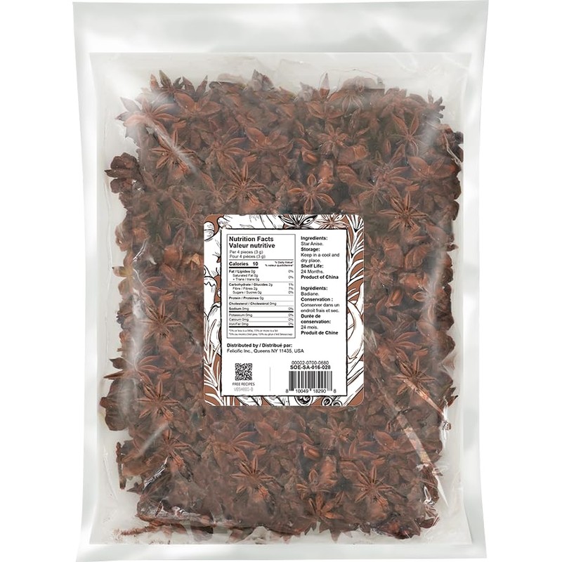Soeos Star Anise Seeds 16 ounce (1 lb), Whole Chinese