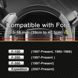 West Llama Car Steering Wheel Cover for Ford F-150, F-250, F-350, Expedition (Gray+Black-Large Size)