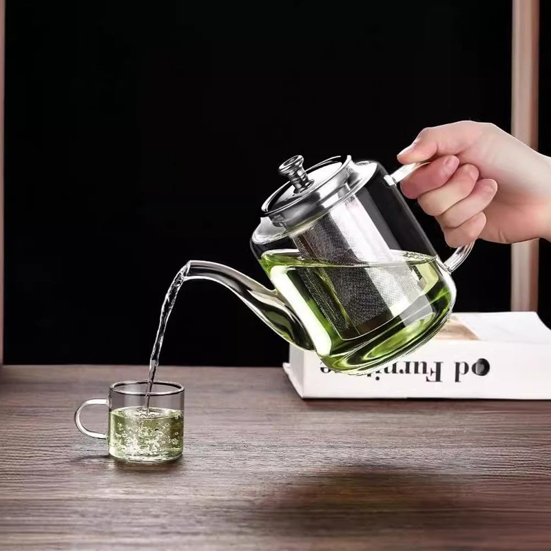 croselyu 650/800/1100ml Glass Tea Pot with Strainer for Loose Tea,