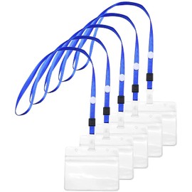 Aumesa Rano 20-Piece Name Tag, Name Holder, Neck Hanging, Business Card, ID Card Holder, Neck Strap, Hanging, Event, Staff, Pass, Business Card, Employee ID Case, Holder, PVC, Neck Hanging, Waterproof, Dustproof, Exhibitions, Transparent, Horizontal Type