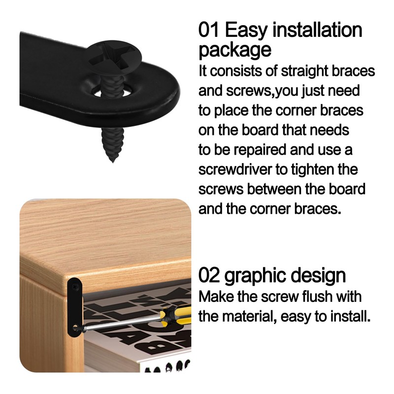 LVYKING 24 Pcs Black Straight Bracket, 56mm Metal Mending Plate