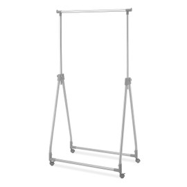 Whitmor Foldable Garment Rack - Rolling Clothes Rack - Adjustable Height - Silver