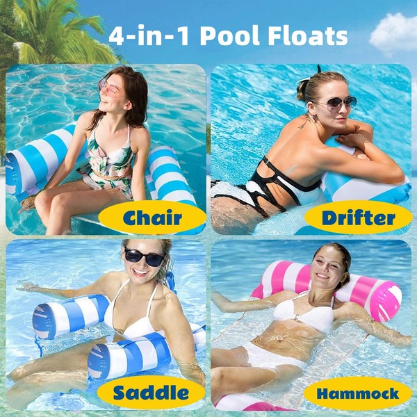 Yodooshi 4 Pack Inflatable Pool Floats Hammock, Water Hammock Lounges,