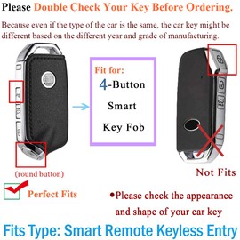 SANRILY Golden-edge 4 Button Key Fob Cover for Kia Stinger GT K9 K900 2018 2019 2020 2021 Keyless Full Protection Key Fob Case Shell with Bling Leather Keychain Black, Black-a, 4 Button