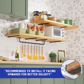 Goovilla Shelf Bracket, Heavy Duty Floating Shelf Brackets 12 inch Long, 4 Pack Brackets for Shelves, Black Coated Metal Wall Shelf Support Brackets with 1/5 Inch Thick and 160 lb. Load Capacity