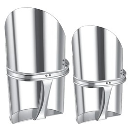 Elantoexis 2Pcs Metal Feed Grain Scoop for Livestock 2 Sizes Heavy Duty Stackable Horse Feed Scoop with Handle for Gardening Farms Silver