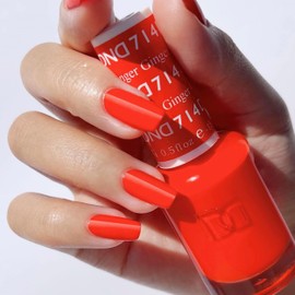 DND Gel Polish Set, Orange Collection, UV/LED Gel Polish and Air Dry Nail Lacquer, Matching Chip-Free Polish Duo, 714 Ginger, 0.5 Fl Oz