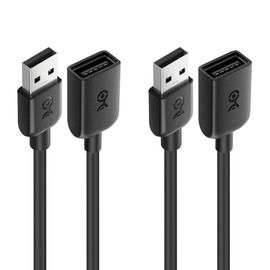 Cable Matters 2-Pack Long USB Extension Cable - 10ft, Male to Female USB Extender Cable, USB2.0 Extension Cord, 480Mbps, Black