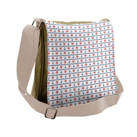 Lunarable Nautical Messenger Bag, Marine Objects Zig Zag, Unisex Cross-body