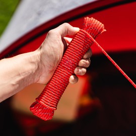 HELPMATE Nylon Rope 5 mm Red Reflective – All-Purpose Rope for Crafts & Outdoor Activities – Suitable as a Tension Rope, Tent Cord, Washing Line & Co – Weather-Resistant & Floatable (1 x 15 m)