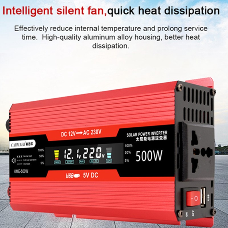 500W Car Power Inverter AC Converter Solar Inverter LCD Digital
