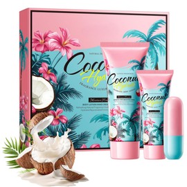 Coconut Oil Skin Care Sets & Kits - Christmas Skin Care Set - Womens Gift Sets - Christmas Day Gifts for Her - Pamper Gifts for Women - Body Cream, Hand Cream , Lip Blam (3pcs)