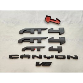 GMC 5PCS Matte Black Door Rear AT4 Canyon V6 OVERLAY Emblems 2021-2022 Canyon