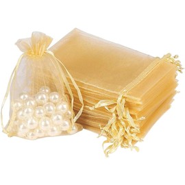 Summala - 100 Bolsas de Regalo de Organza Transparente, 7 x 9 cm, Bolsas de Regalo de Boda con Cordón, Bolsas de Regalo de Joyería Pequeñas para Fiestas, Festivales, Joyas, Jabones de Baño (Amarillo)