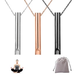 XFSRG Breathe Panic Attack Necklace Pendant Chain Made of Stainless Steel Women with Storage Bag Relief for Stress and Anxiety Gifts for Men, Stainless Steel