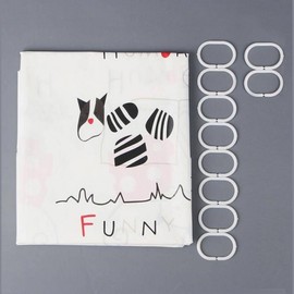 Eyelet type cat shower curtain 150x180cm screen cloth bathroom curtain