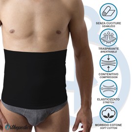 Beman 711 - Cotton Compression Bench for Men and Women, Lumbar Support, Elastic Abdominal Band, Anti-Allergic Back Band, H.27 cm (XXXL, Black)