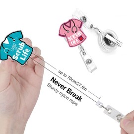 Scrub Life CNA 2pack Badge Reels Retractable Funny Cute Badge Holder with Badge Reel ID Clip Name Tag Card Tag Card Badge Clip Acrylic Accessories Gifts Nurse