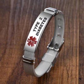 LSxAB Women Mens Red Medical Alert Myasthenia Gravis Identification Bracelet Seniors Health Alarm Laser Engraved Adjustable PVC Band Wristband Bracelets