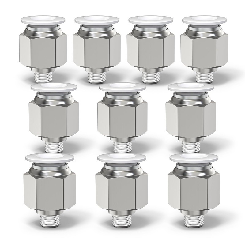 TAILONZ PNEUMATIC White Straight Male Thread 12mm OD x 1/8
