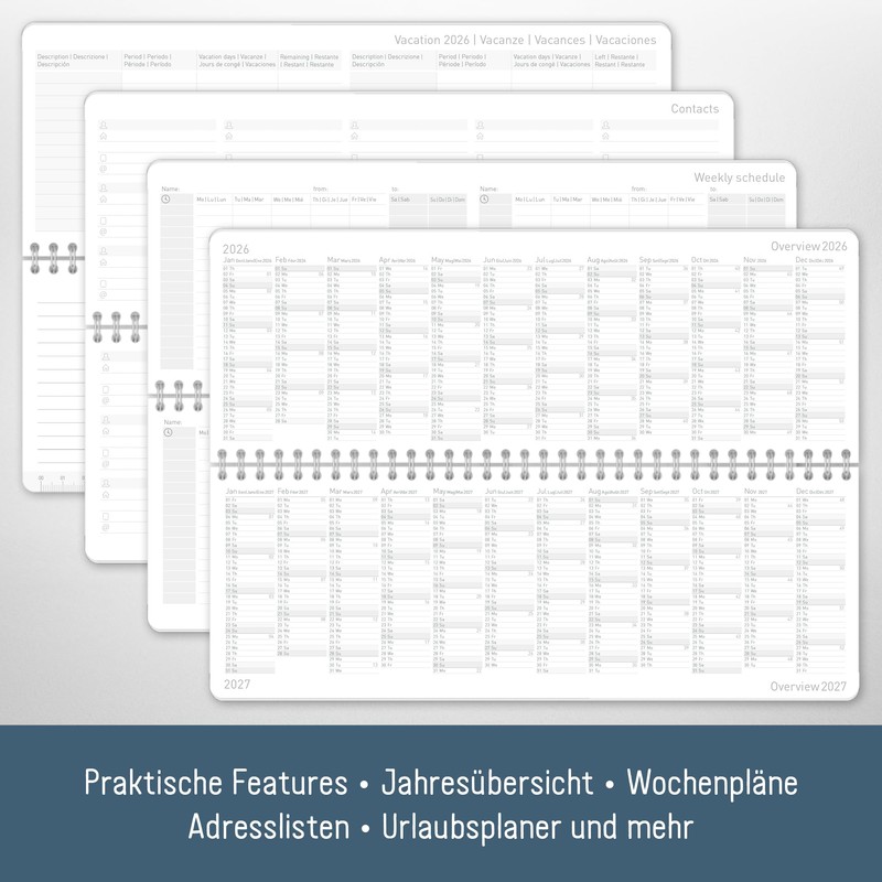 Häfft® International Weekly Desk Calendar 2026 Landscape "Black Edition" 1