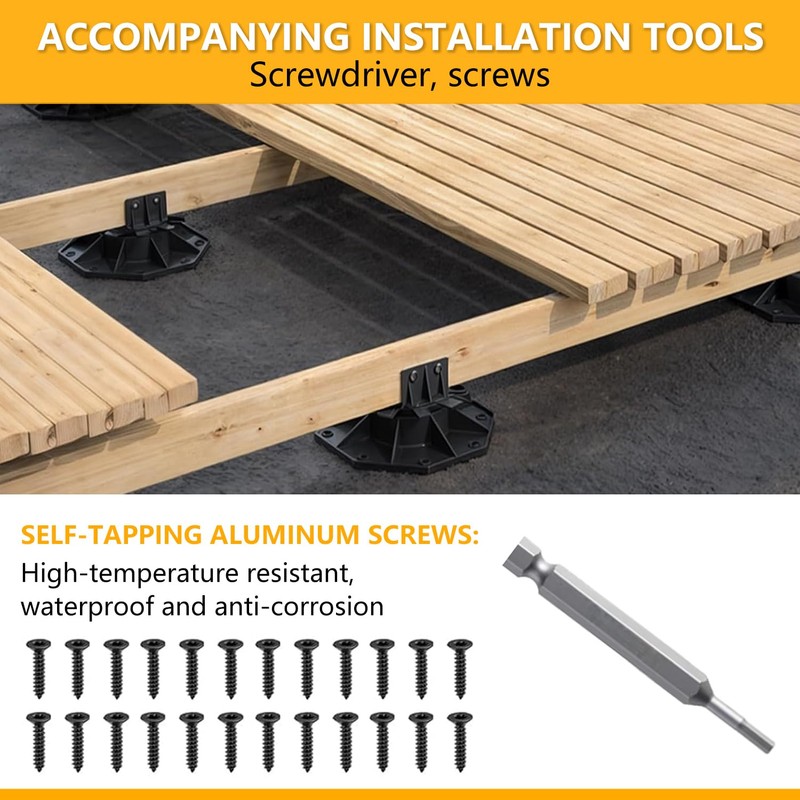 24 Pack Adjustable Deck Support Pedestal, Deck Foundation Base Support