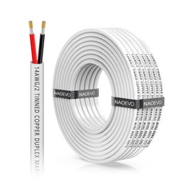 NAOEVO 14 Gauge Marine Wire Duplex Marine Grade Wire, 14 AWG Wire Stranded PVC Boat Electrical Wire, Waterproof/Corrosion Resistant/Tinned Copper 14/2 Wire for Boat/Automotive/RV/Solar (30FT-9M)