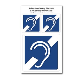 COOLHUBCAPS International Deaf Symbol Reflective Decals - for Wheelchairs, Car Bumpers & Windows - Weatherproof & UV Resistant - Indoor & Outdoor Use - 3 x 3 Inches (x1) & 1.5 x 1.5 Inches (x2)