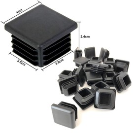 Square Tubing End Cap Black Plastic Rectangle Plugs Tubing Post End Cap for Square Tubing Chair Glide Inserts 40mmx40mm 16pack