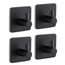 SYJINGLINK Wall Hooks for Hanging,Bath Towel Hooks ，Heavy Duty Waterproof Stainless Steel Hook,Modern Coat Hooks (Square Plate Straight Hook (Black))