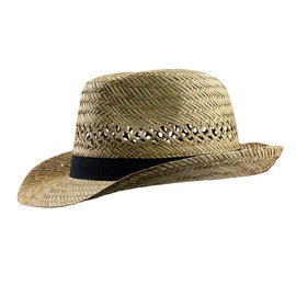 Black Jungle Varadero Straw Hat Natural Summer Hat Straw Hats Havana Hat Unisex Bogart Fedora Hat, natural