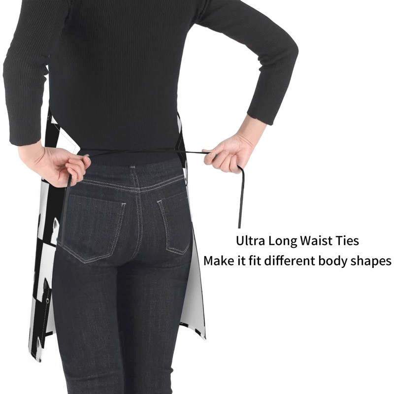 Oplp Black White Cat Waterproof Apron Cooking Kitchen Apron Unisex